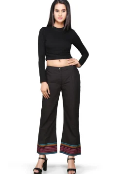 Woven Cotton Pant In Black