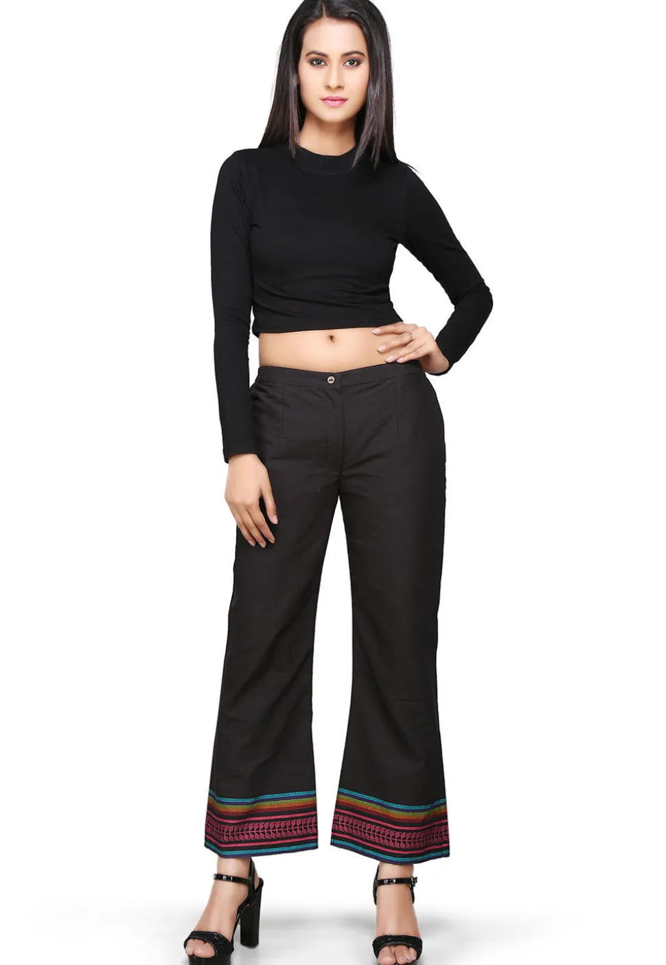 Woven Cotton Pant In Black
