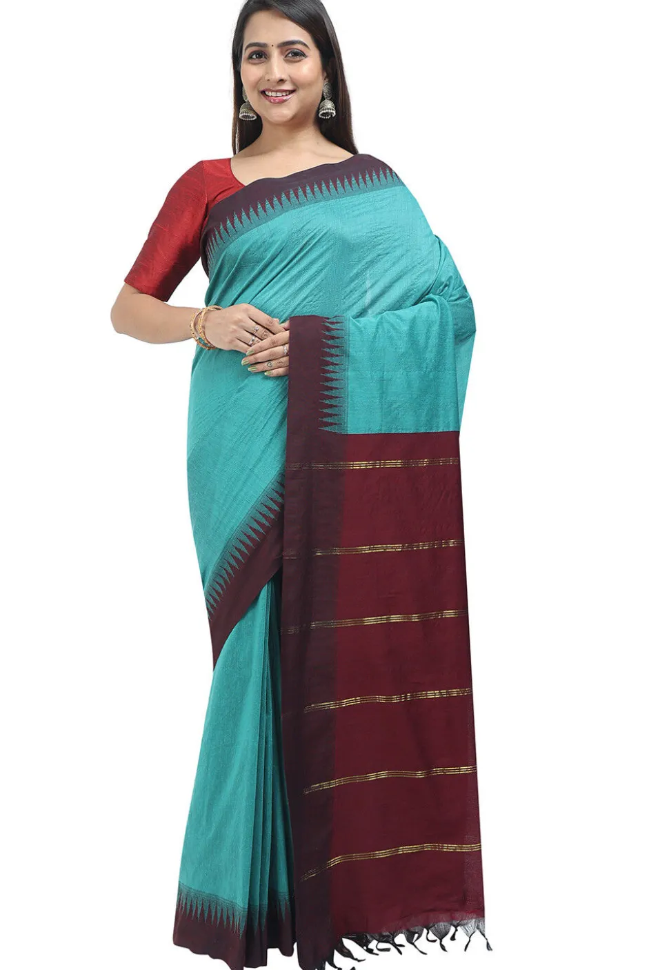 Woven Cotton Saree in Blue