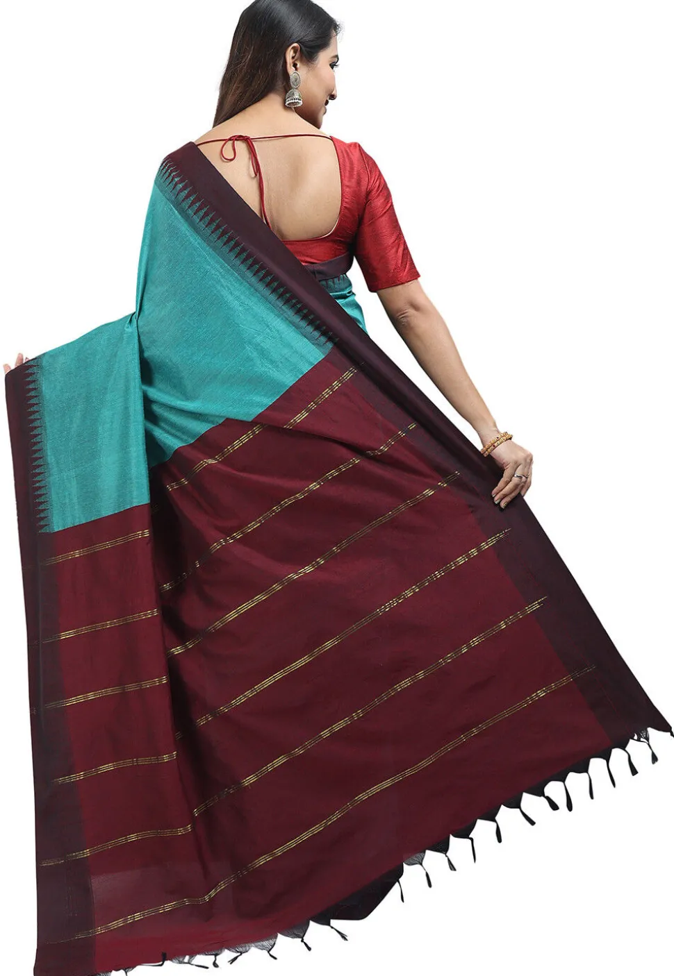 Woven Cotton Saree in Blue