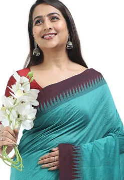 Woven Cotton Saree in Blue