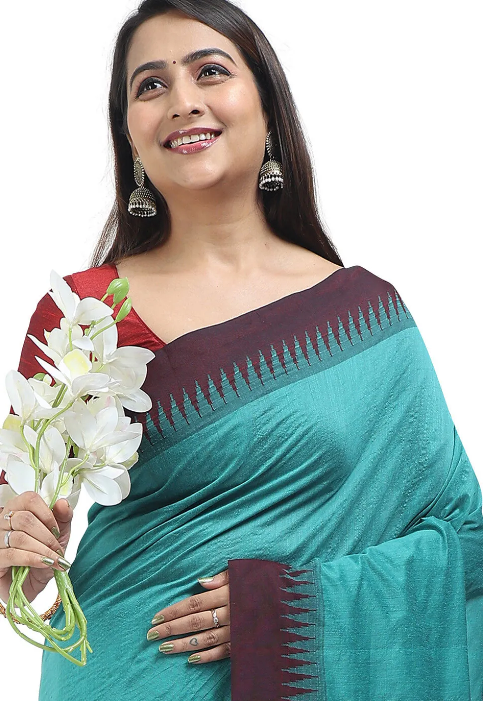 Woven Cotton Saree in Blue