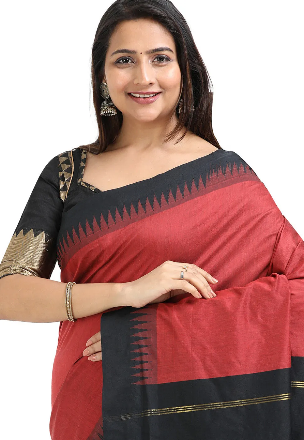 Woven Cotton Saree in Maroon