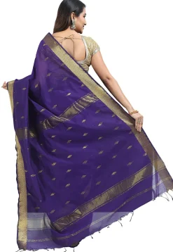 Woven Cotton Saree in Purple