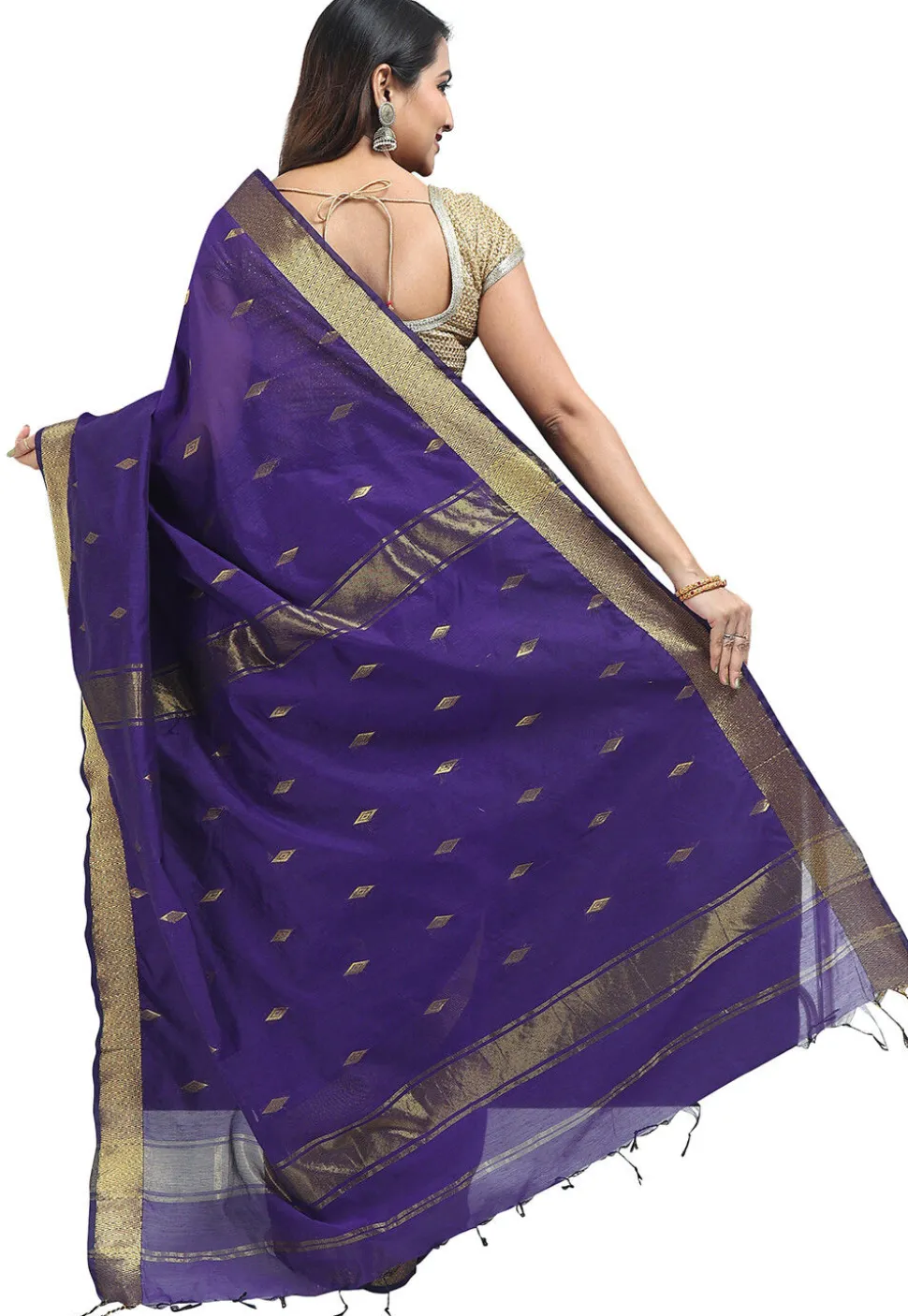 Woven Cotton Saree in Purple