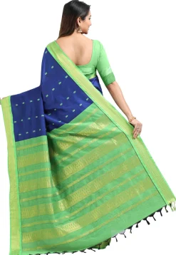 Woven Cotton Saree in Royal Blue