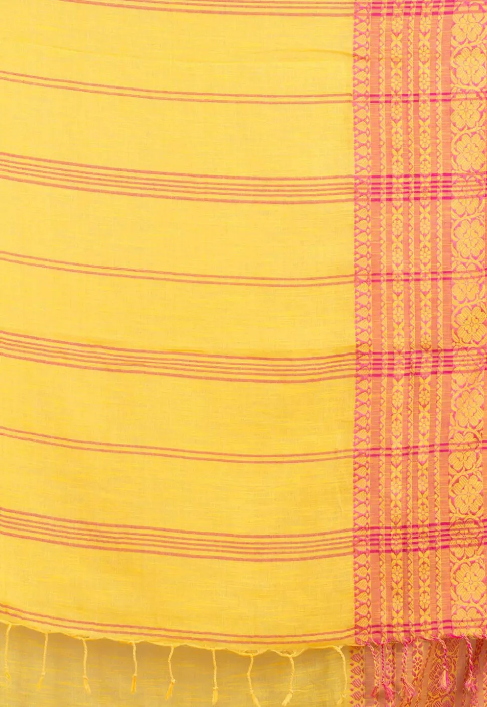 Woven Cotton Saree in Yellow