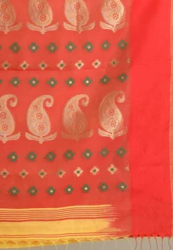 Woven Cotton Saree in Yellow