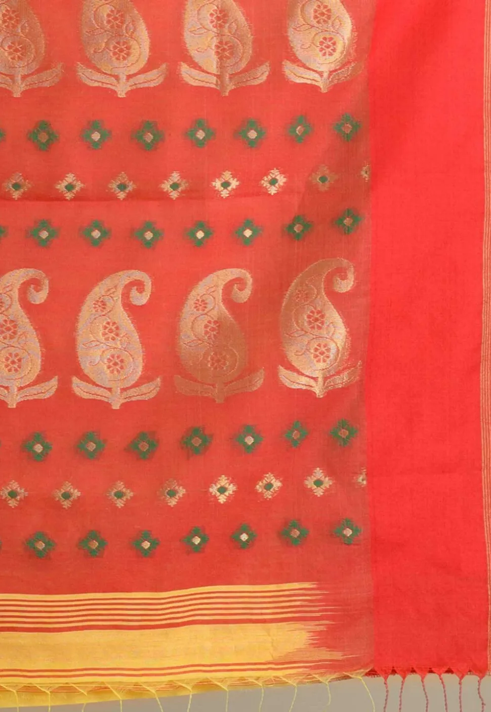 Woven Cotton Saree in Yellow