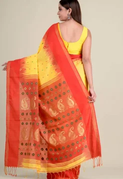 Woven Cotton Saree in Yellow