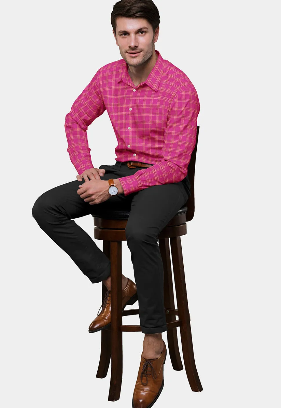 Woven Cotton Shirt in Fuchsia