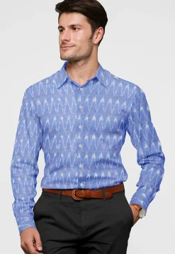 Woven Cotton Shirt in Light Blue