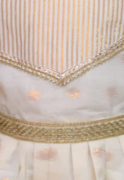 Woven Cotton Silk Jacquard Gown in Off white