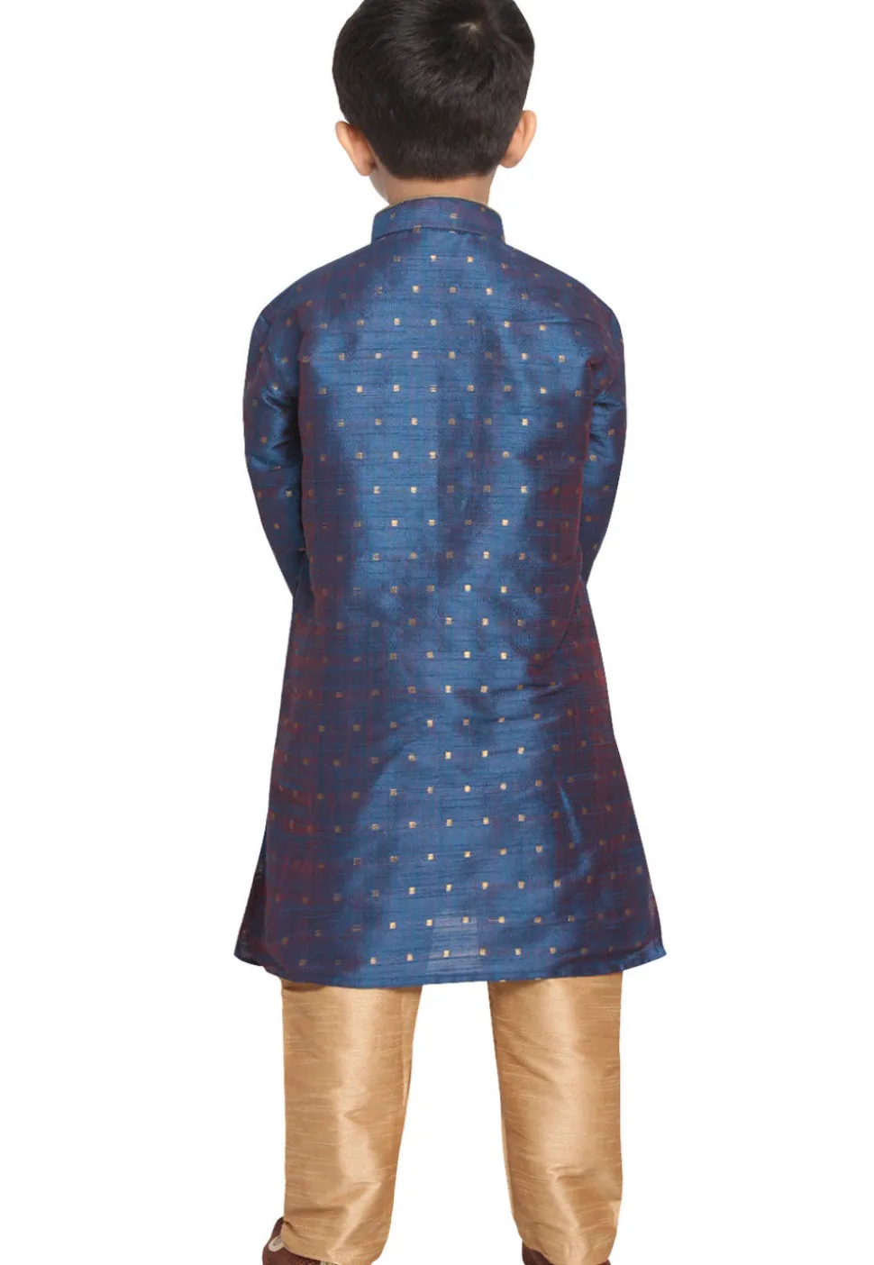 Woven Cotton Silk Jacquard Kurta Set in Dark Blue