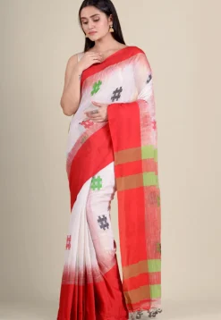 Woven Cotton Silk Saree in White