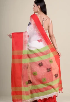 Woven Cotton Silk Saree in White