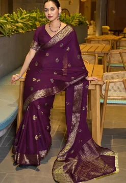 Woven Cotton Silk Saree in Violet