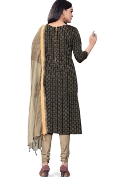 Woven Cotton Straight Suit in Black
