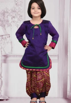 Woven Dupion Punjabi Suit in Purple