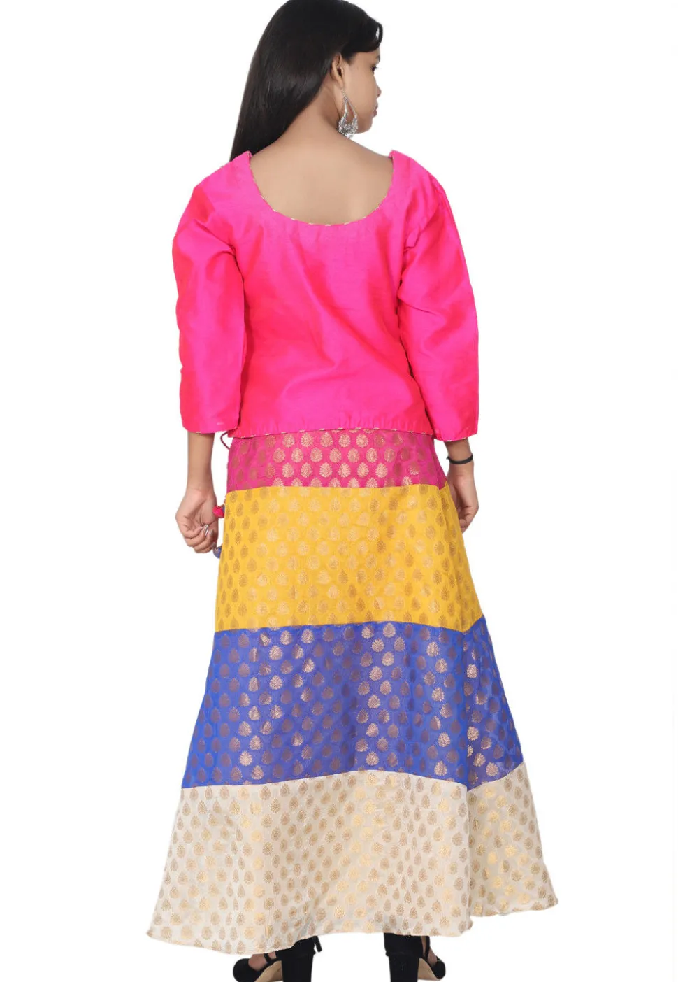 Woven Dupion Silk Top Set in Fuchsia