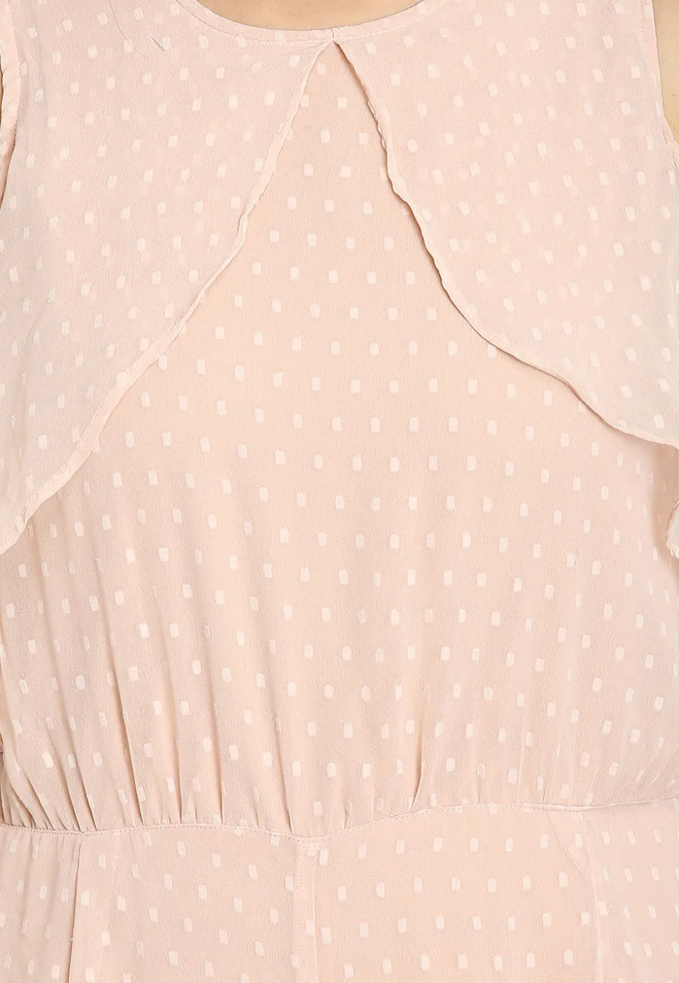 Woven Georgette Brasso Jumpsuit in Light Peach