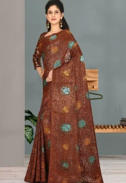 Woven Georgette Brasso Saree in Maroon