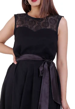 Woven Georgette Fit N Flare Dress in Black