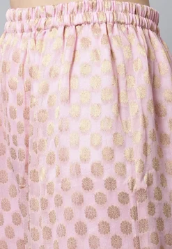 Woven Georgette Jacquard Pakistani Suit in Light Pink