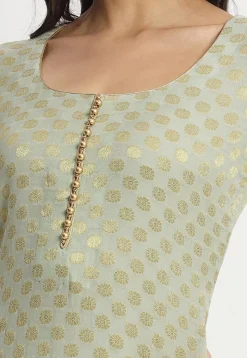 Woven Georgette Jacquard Pakistani Suit in Light Green