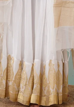 Woven Georgette Lehenga in White
