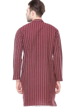 Woven Handloom South Cotton Kurta in Maroon