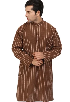 Woven Handloom South Cotton Kurta in Brown
