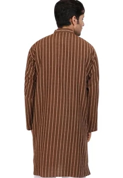 Woven Handloom South Cotton Kurta in Brown