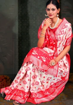 Woven Linen Cotton Saree in White