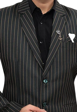 Woven Linen Silk Blazer in Black
