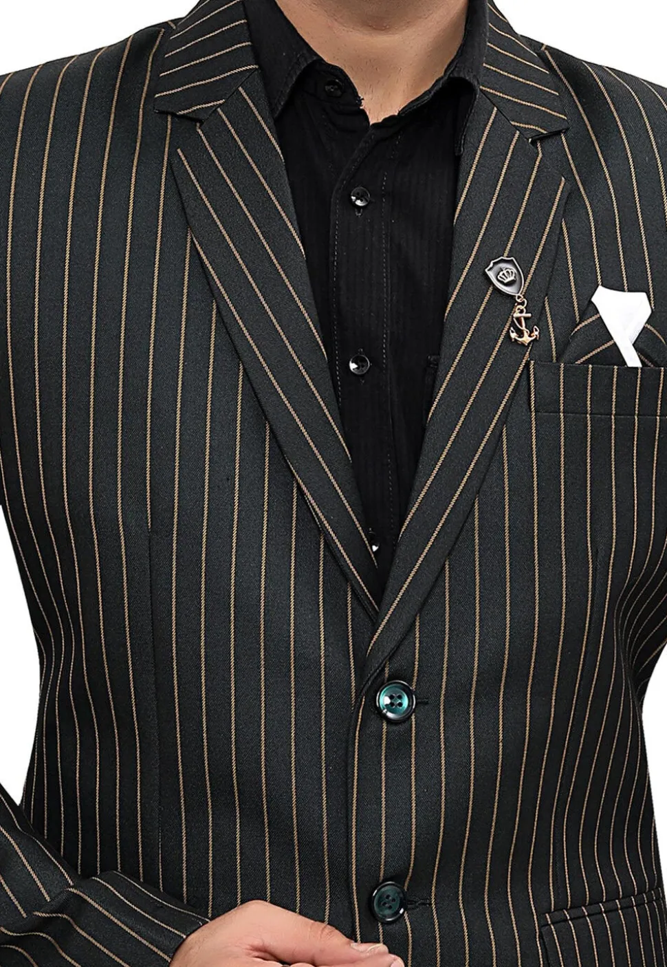 Woven Linen Silk Blazer in Black