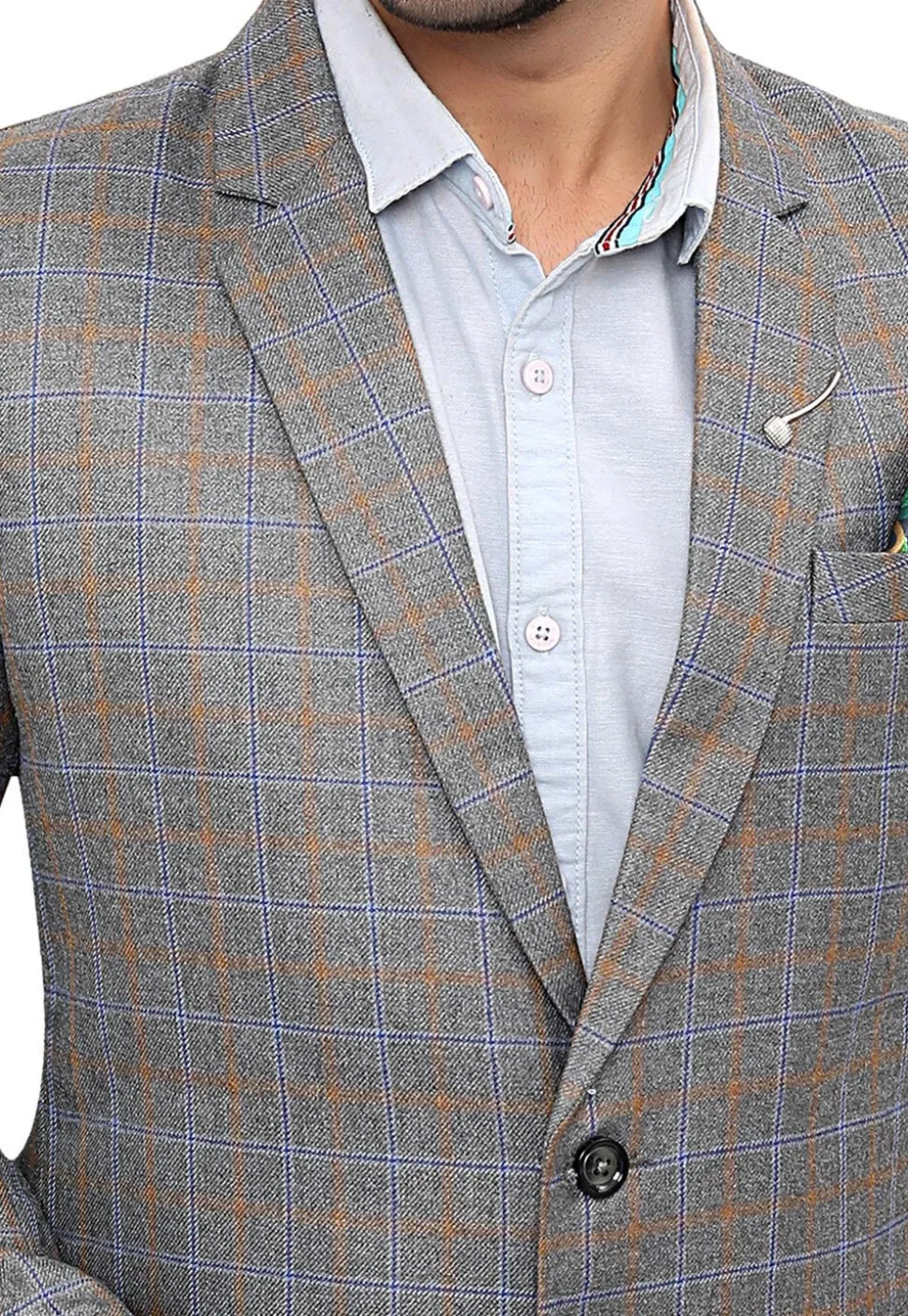 Woven Linen Silk Blazer in Grey