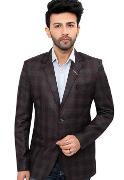 Woven Linen Silk Blazer in Purple