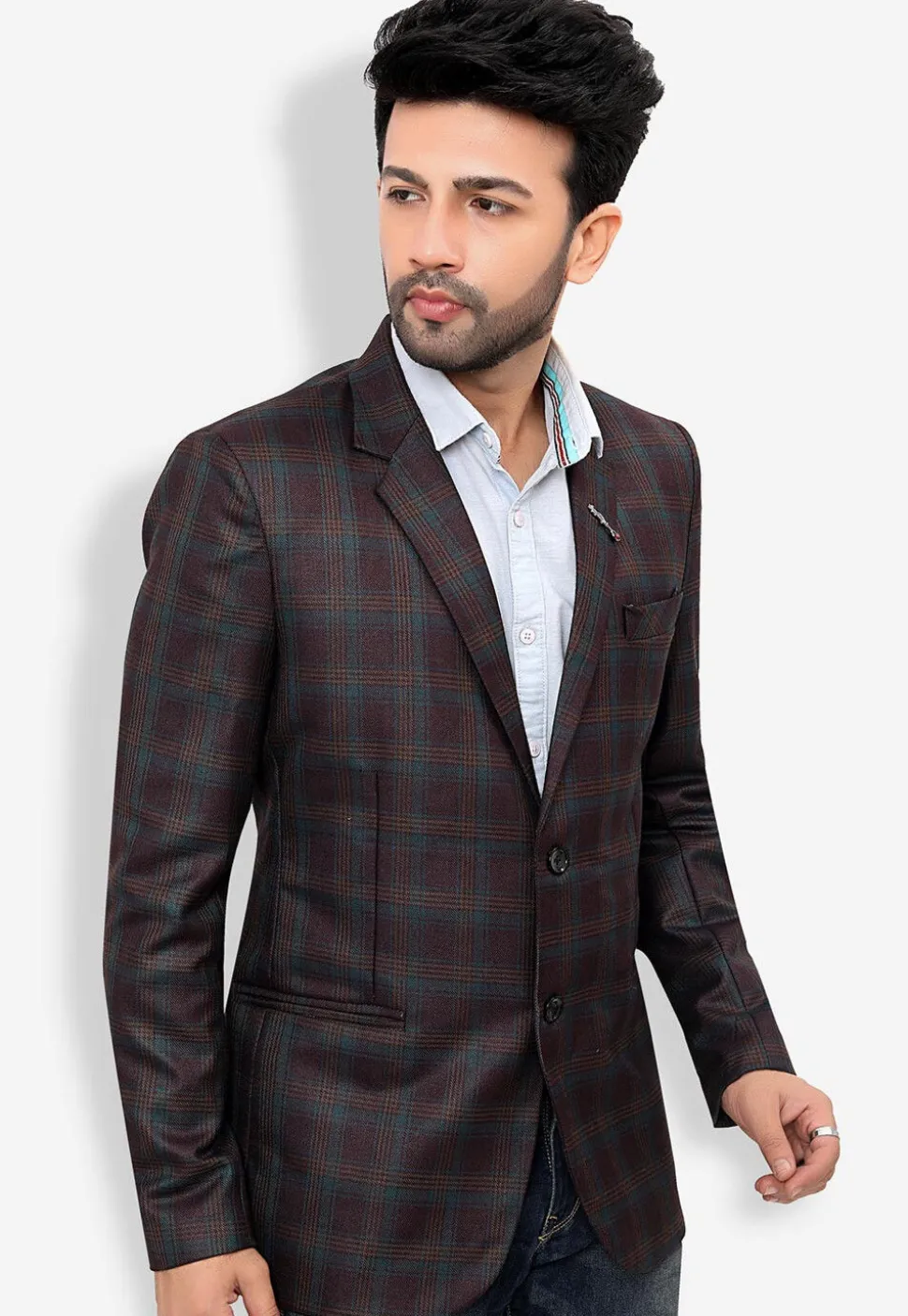 Woven Linen Silk Blazer in Purple