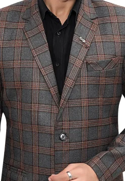 Woven Linen Silk Blazer in Grey