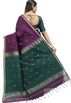 Woven Maheshwari Cotton Saree in Violet