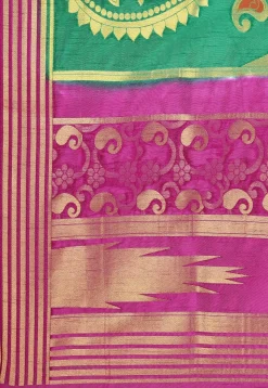 Woven Mysore Art Silk Saree in Teal Green