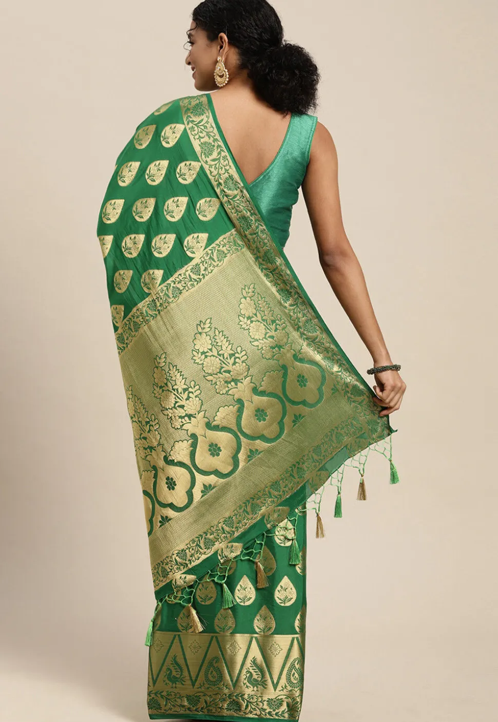 Woven Mysore Silk Saree in Green
