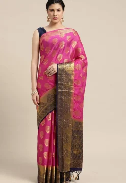 Woven Mysore Silk Saree in Fuchsia