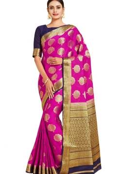 Woven Mysore Silk Saree in Fuchsia