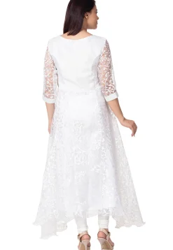 Woven Net Brasso Asymmetric A Line Suit in White