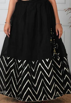 Woven Organza Skirt in Black