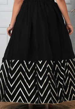 Woven Organza Skirt in Black