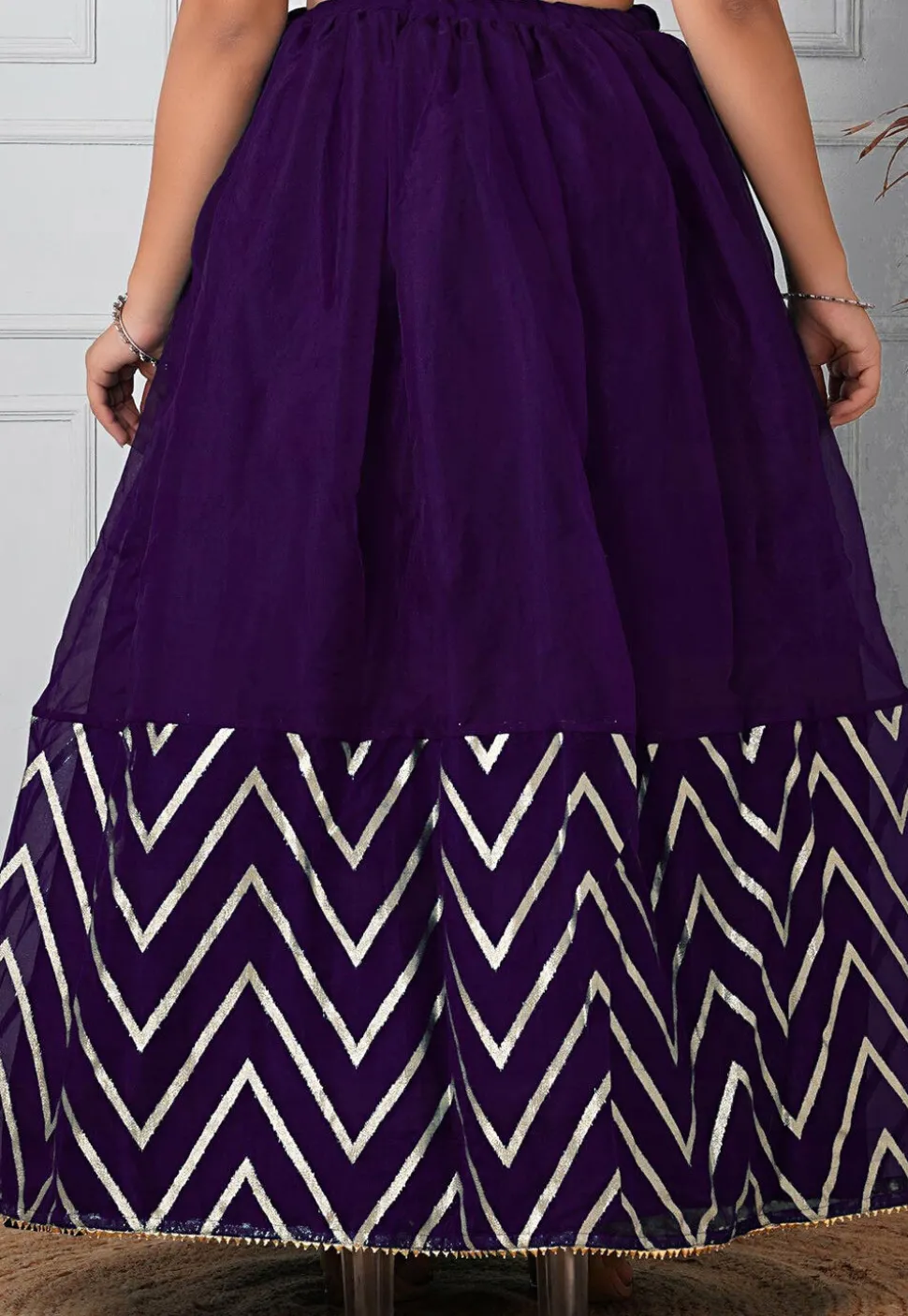 Woven Organza Skirt in Dark Purple