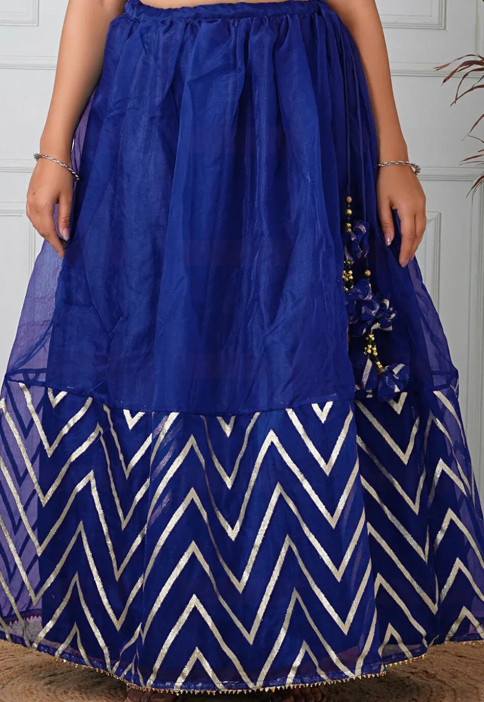 Woven Organza Skirt in Royal Blue